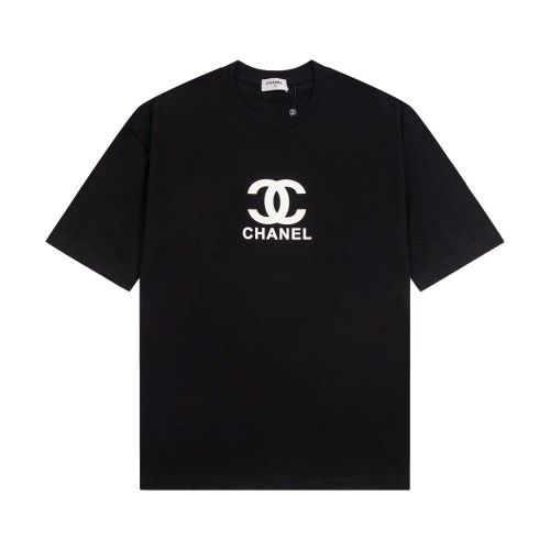 使い勝手良し シャネル n級品 ロゴ入りラウンドネック半袖Tシャツ