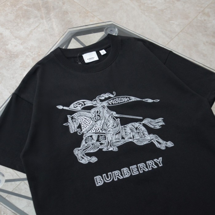 追跡付 バーバリー コピーおすすめ 刺繍ロゴ カジュアル ラウンドネック 半袖Tシャツ
