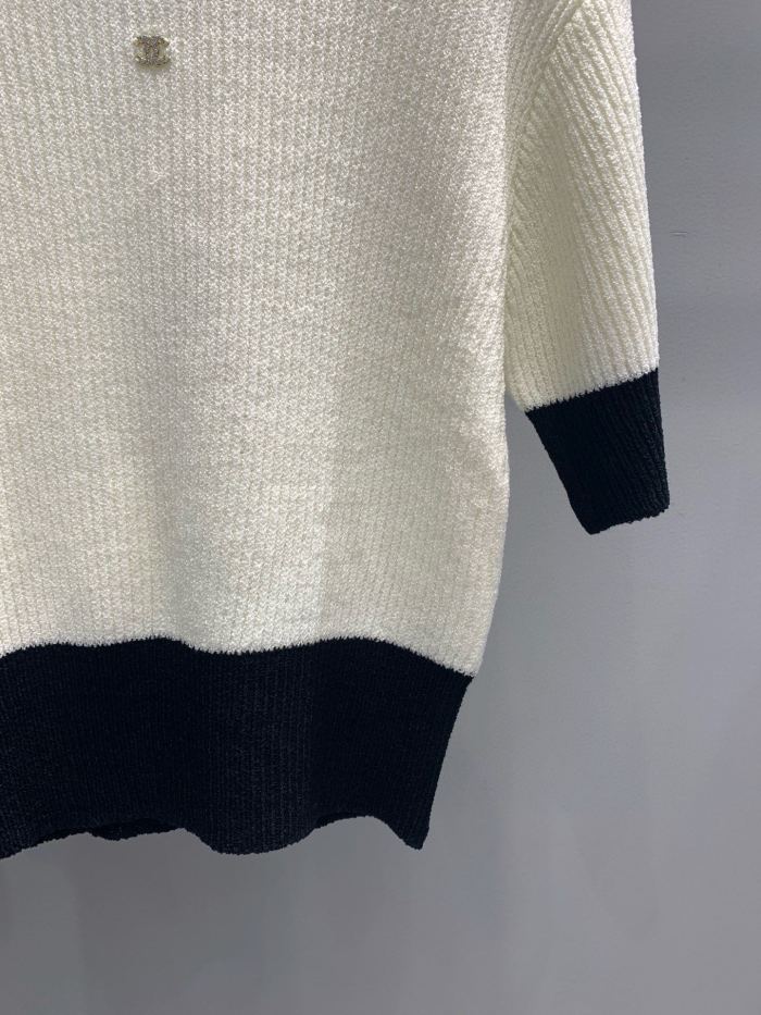 【話題商品！】シャネル 激安通販 ダブルC カラーブロック ニット ラウンドネック 半袖3色
