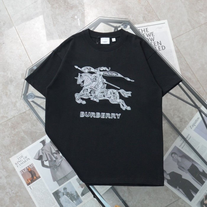 追跡付 バーバリー コピーおすすめ 刺繍ロゴ カジュアル ラウンドネック 半袖Tシャツ