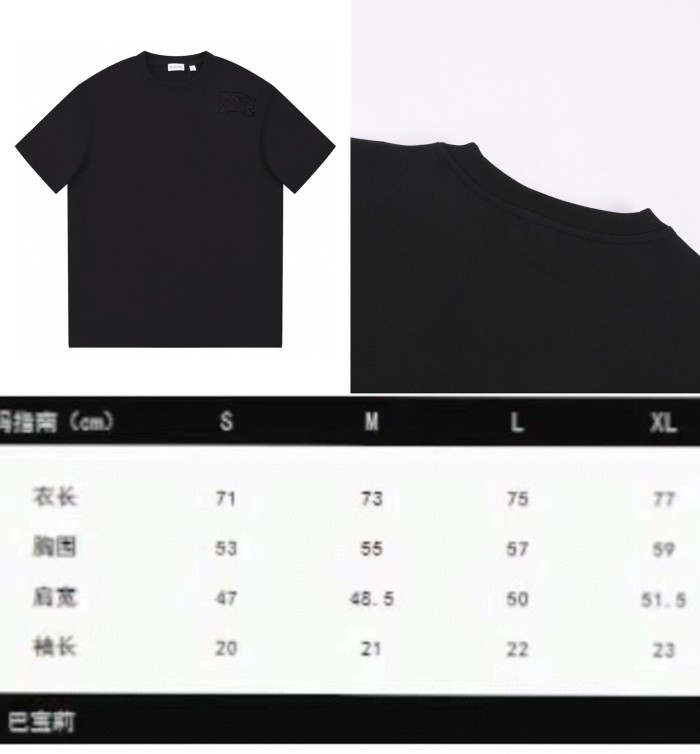 大人気 バーバリー 激安偽物 2024夏新作騎士戦馬パッチ刺繍数百モデル丸首半袖Tシャツ