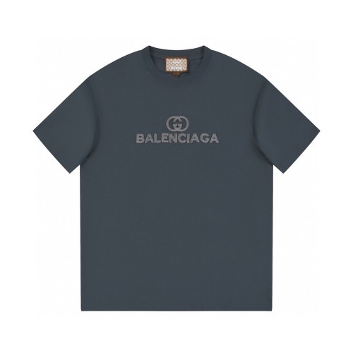 ★超人気 バレンシアガ GUCCI×BALENCIAG 2024SS春夏ブランドダブルGの文字歯ブラシ刺繍半袖Tシャツ