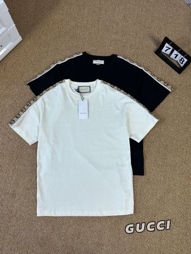超奇跡の入荷☆ グッチ 激安通販 2024春夏新作肩編みダブルGクルーネック半袖Tシャツ2色