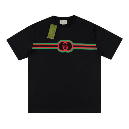 累積売上総額第１位！ グッチ コピー 24 SS新作赤緑ストライププリント半袖Tシャツ