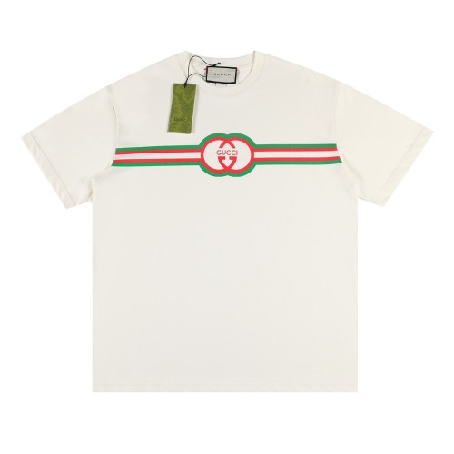 一目惚れ♪ グッチ スーパーコピー 24 SS新作赤緑ストライププリント半袖Tシャツ