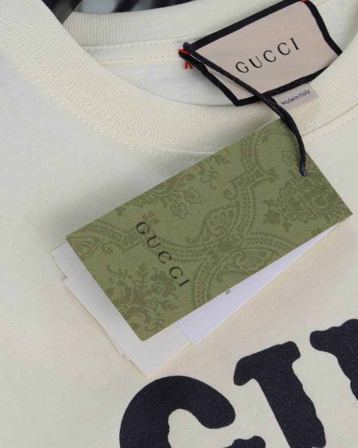稀少 グッチ コピー 前後アルファベットロゴプリントラウンドネック半袖Tシャツ