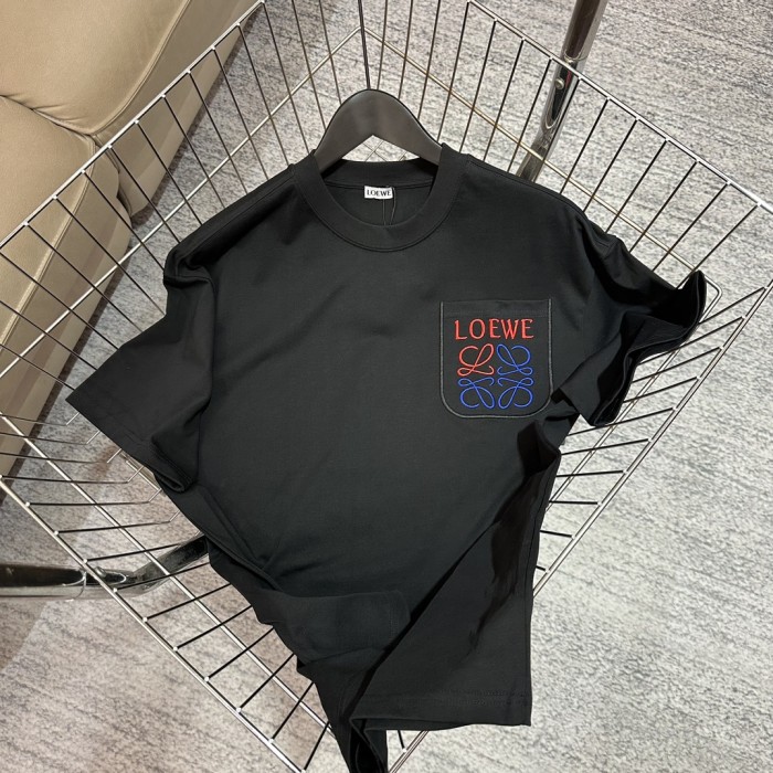 稀少 ロエベ 偽物通販 偽物通販 刺繍コットンクルーネックTシャツ半袖2色