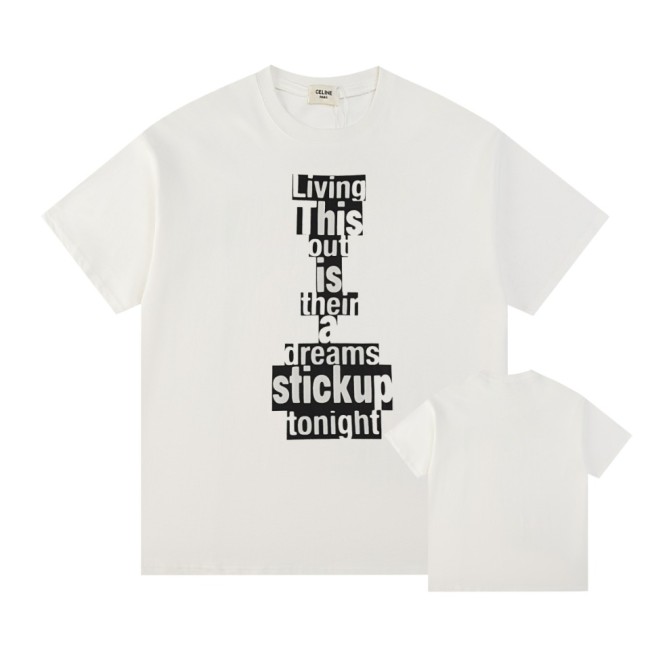 大人気 セリーヌ コピーおすすめ 24 ss春夏新作クラシック丸首プリントTシャツ