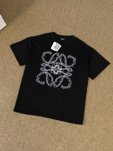 激安通販 ロエベ 激安通販 2024春夏新作イバラ刺繍ラウンドネック半袖Tシャツ2色