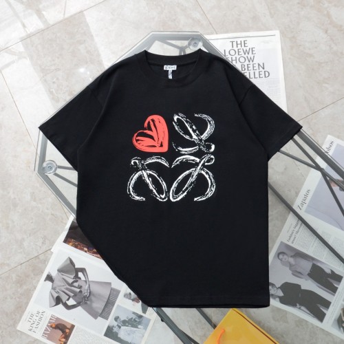 【限定】ロエベ n級品 ハート手描きロゴカジュアル丸首半袖Tシャツ