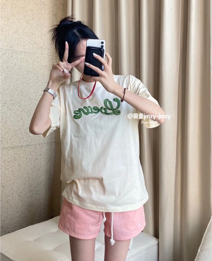追跡付 ロエベ n級品 最新イミテーションサボテンロゴカジュアル半袖Tシャツ-2色