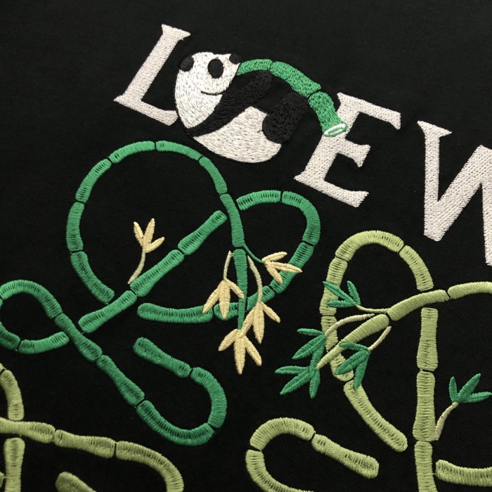超話題! ロエベ n級品 2024新作パンダ竹刺繍半袖Tシャツ