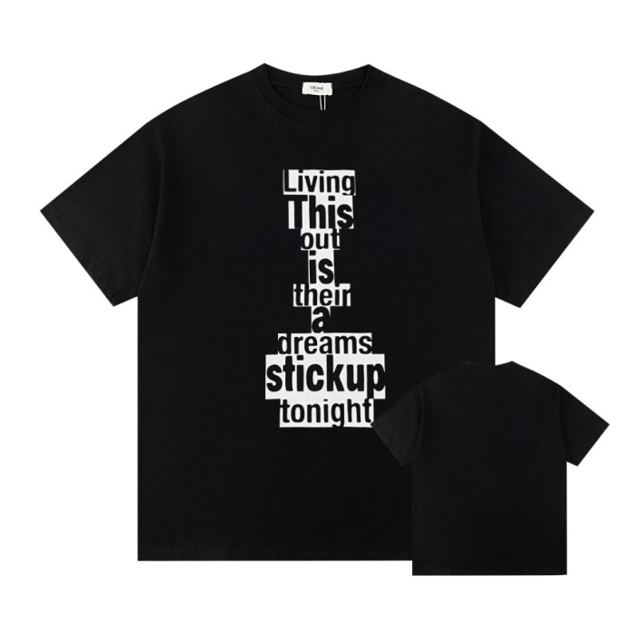 稀少 セリーヌ 偽物通販 24 ss春夏新作クラシック丸首プリントTシャツ