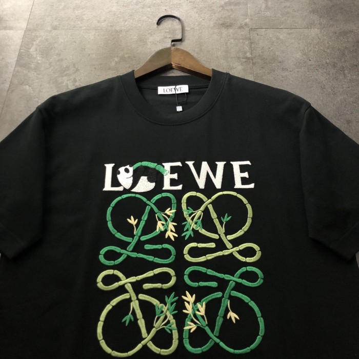 超話題! ロエベ n級品 2024新作パンダ竹刺繍半袖Tシャツ