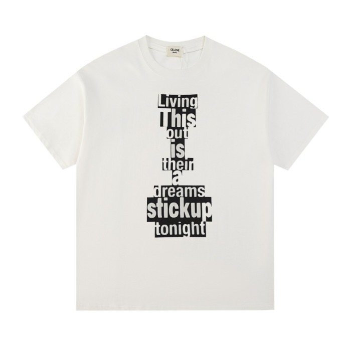 大人気 セリーヌ コピーおすすめ 24 ss春夏新作クラシック丸首プリントTシャツ