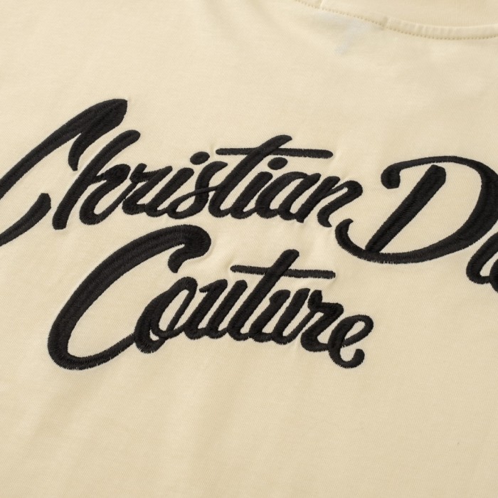 【限定】ディオール スーパーコピー 2024最新ロゴ柄刺繍植毛アルファベットTシャツ