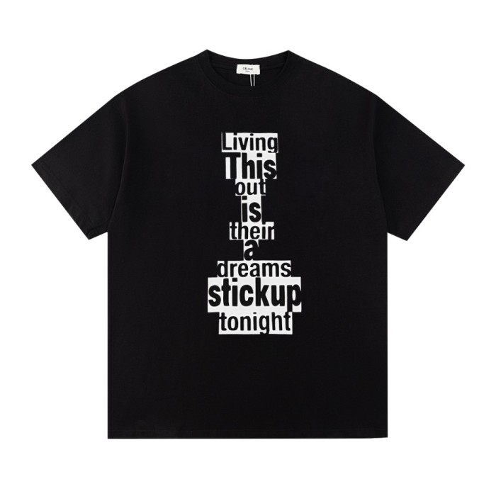 稀少 セリーヌ 偽物通販 24 ss春夏新作クラシック丸首プリントTシャツ