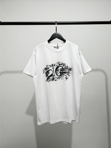 【限定】ディオール スーパーコピー の男女同型陰影アルファベット半袖Tシャツ