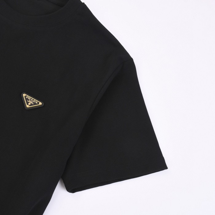 一目惚れ♪ プラダ コピー 2024 SS春夏ゴールドトリコロールクラシックオールインワン半袖Tシャツ