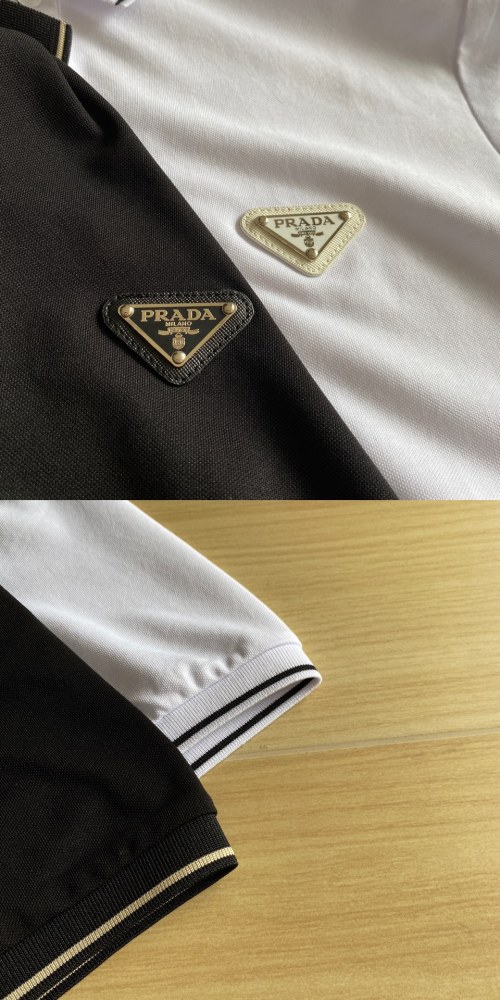 追跡付 プラダ 偽物通販 イトビジネス三角ロゴアルファベット快適通気ポロシャツ半袖Tシャツ2色