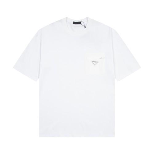 ★超人気 プラダ 偽物通販 ポケットジッパートリコロールネック半袖Tシャツ