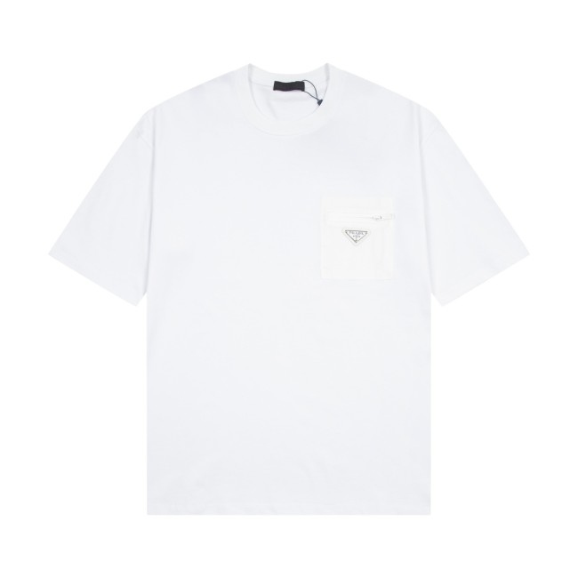 ★超人気 プラダ 偽物通販 ポケットジッパートリコロールネック半袖Tシャツ