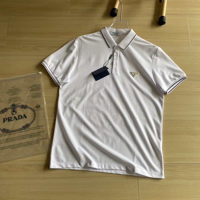 追跡付 プラダ 偽物通販 イトビジネス三角ロゴアルファベット快適通気ポロシャツ半袖Tシャツ2色