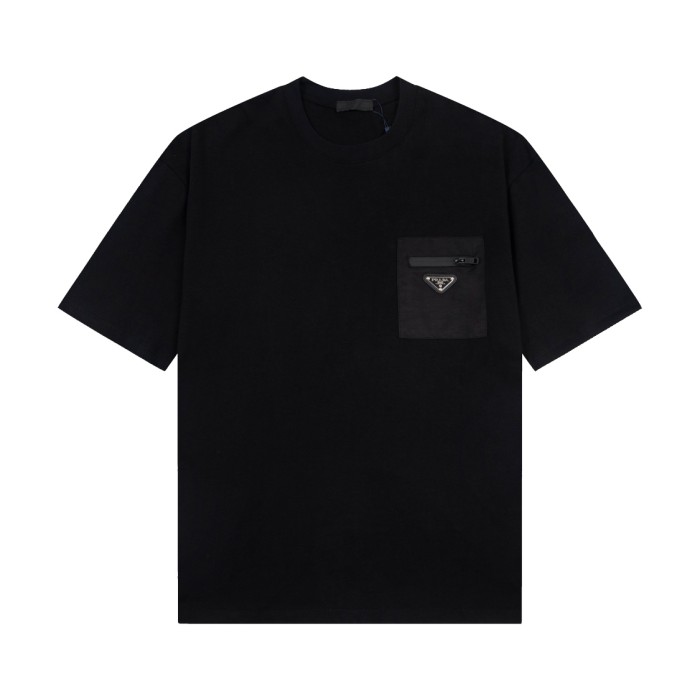 大人気 プラダ 激安通販 ポケットジッパートリコロールネック半袖Tシャツ