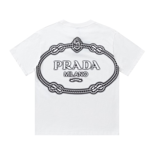 累積売上総額第１位！プラダ n級品 24 ss春夏新作プリントロゴ入りカップル用半袖Tシャツ