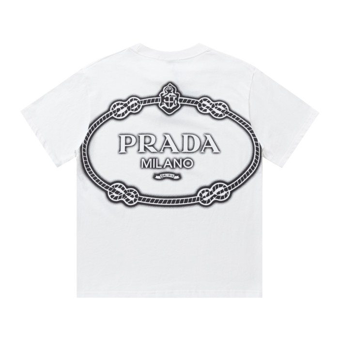 累積売上総額第１位！プラダ n級品 24 ss春夏新作プリントロゴ入りカップル用半袖Tシャツ