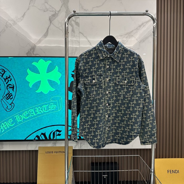 【限定】クロムハーツ コピー 24 SSデニムロゴ入りシャツ