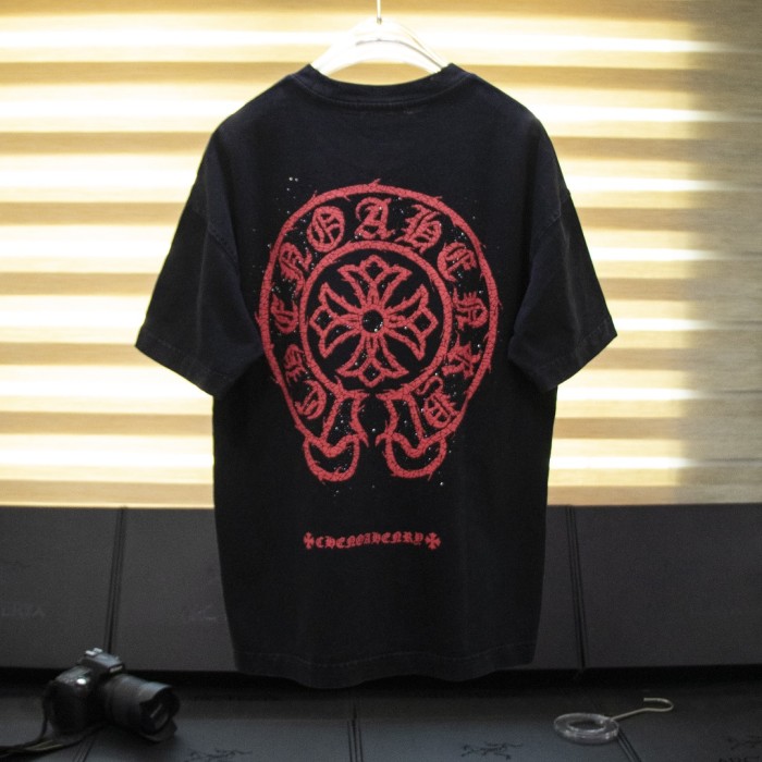 高品質 クロムハーツ コピーおすすめ 2024新作雪花の炒めスラリープリント半袖Tシャツ2色