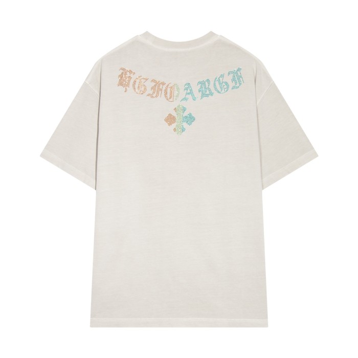新作 クロムハーツ 激安通販 2024春夏新型前後カラーオードリル水洗半袖Tシャツ