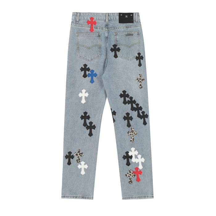 超奇跡の入荷☆ クロムハーツ 激安偽物 十字架刺繍で古いジーンズ