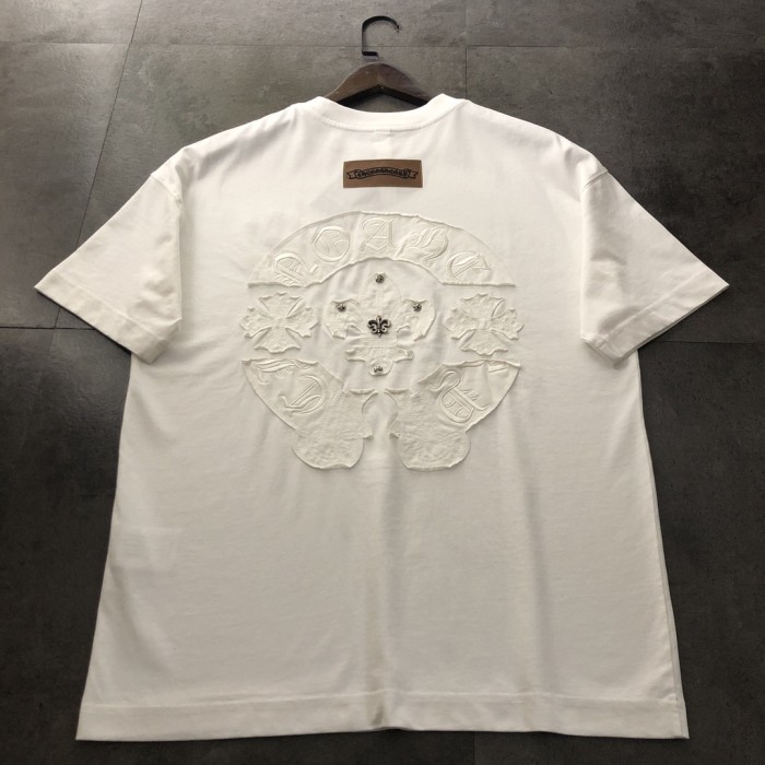 高品質 クロムハーツ n級品 2024新型馬蹄花布刺繍半袖Tシャツ