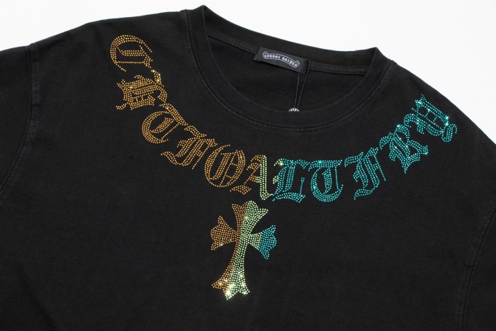 超奇跡の入荷☆ クロムハーツ コピー 2024春夏新型前後カラーオードリル水洗半袖Tシャツ