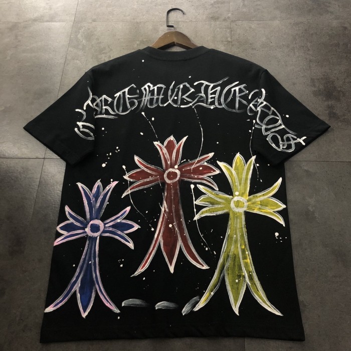 高品質 クロムハーツ 激安偽物 2024新ロゴ手描きプリント半袖Tシャツ