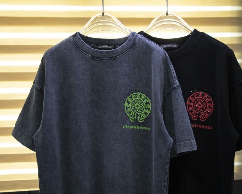 高品質 クロムハーツ コピーおすすめ 2024新作雪花の炒めスラリープリント半袖Tシャツ2色