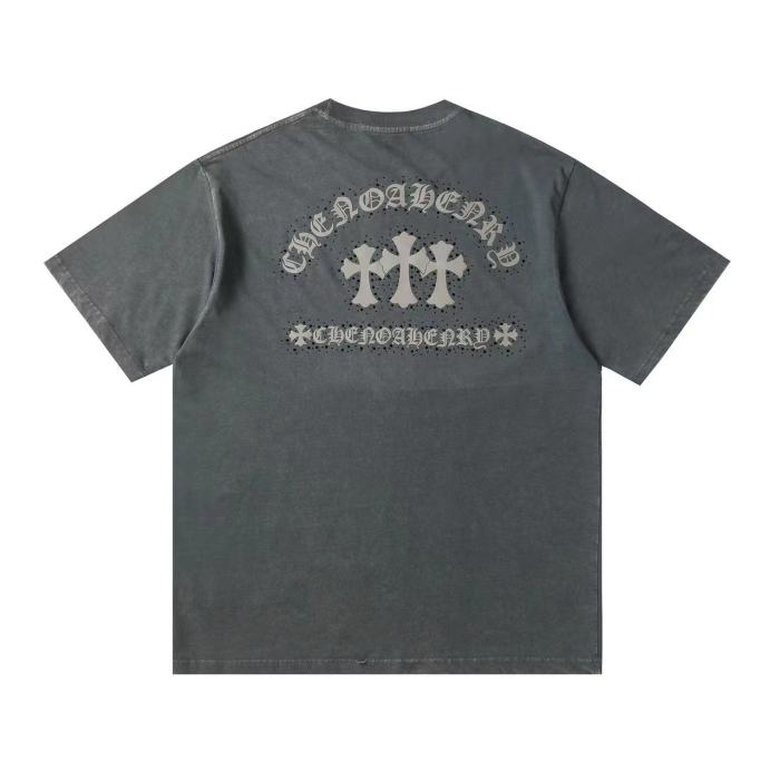 新作 クロムハーツ 偽物通販 馬蹄サンスクリットプリントひび割れ半袖Tシャツ