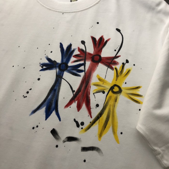 ★超人気 クロムハーツ コピーおすすめ 2024新ロゴ手描きプリント半袖Tシャツ