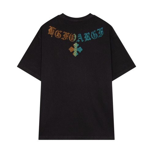 超奇跡の入荷☆ クロムハーツ コピー 2024春夏新型前後カラーオードリル水洗半袖Tシャツ
