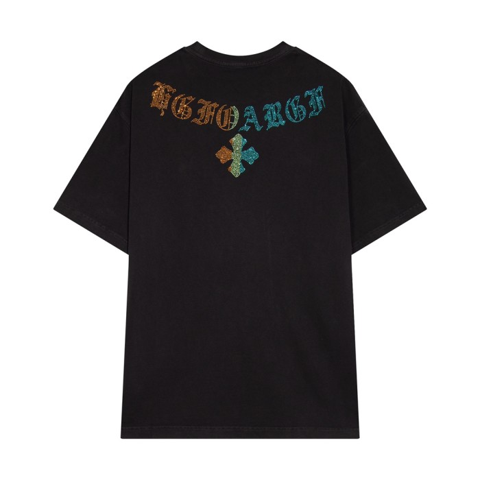 超奇跡の入荷☆ クロムハーツ コピー 2024春夏新型前後カラーオードリル水洗半袖Tシャツ