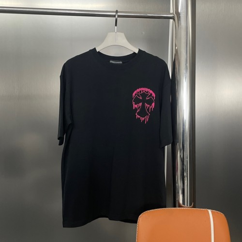 大人気 クロムハーツ 激安偽物 24 ss夏新作胸元刺繍ロゴ柄半袖ゆったりTシャツ