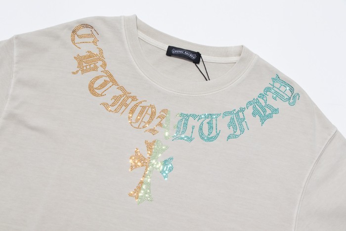 新作 クロムハーツ 激安通販 2024春夏新型前後カラーオードリル水洗半袖Tシャツ