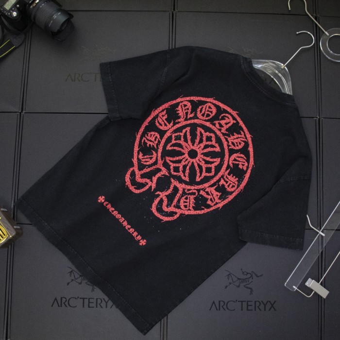 高品質 クロムハーツ コピーおすすめ 2024新作雪花の炒めスラリープリント半袖Tシャツ2色