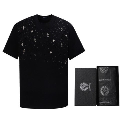 【話題商品！】クロムハーツ スーパーコピー 重工満天星十字架ドリル半袖Tシャツ
