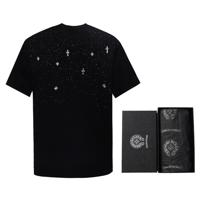 【話題商品！】クロムハーツ スーパーコピー 重工満天星十字架ドリル半袖Tシャツ