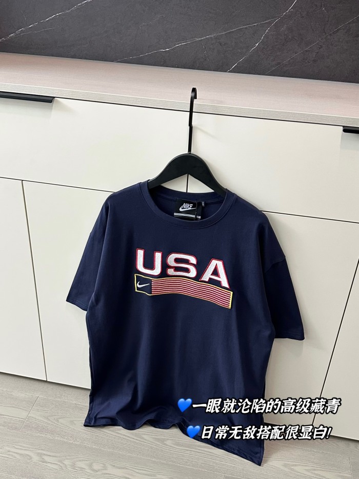 累積売上総額第１位！ ナイキ スーパーコピー 古着USA国旗刺繍ロゴボアブルー半袖