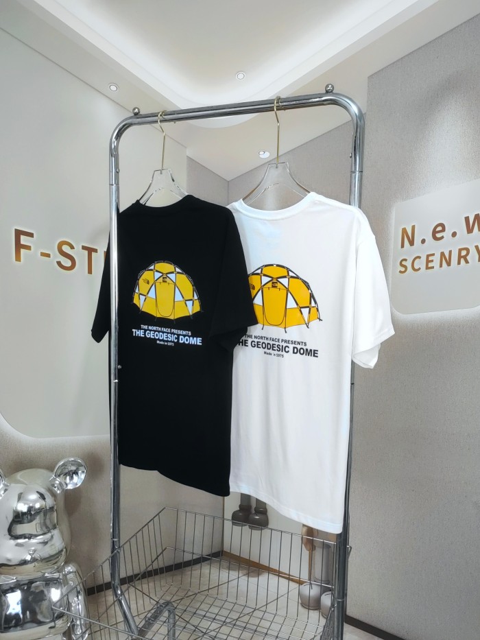 使い勝手良し ザノースフェイス 偽物通販 野外テントプリントラウンドネックTシャツ2色