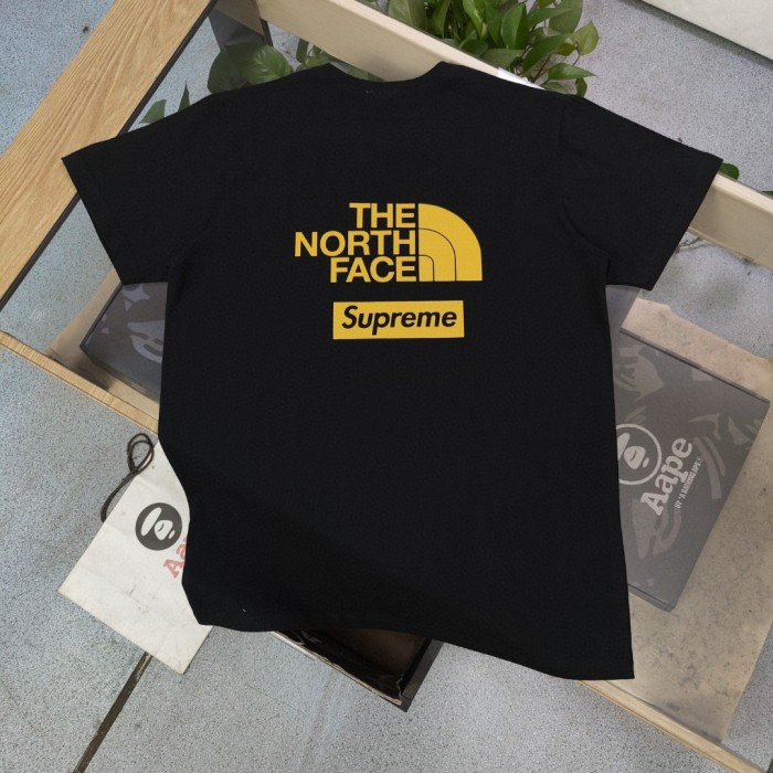 【限定】The North FaceXSupreme連名ロゴアルファベットプリントカジュアルカップル丸首半袖Tシャツ2色